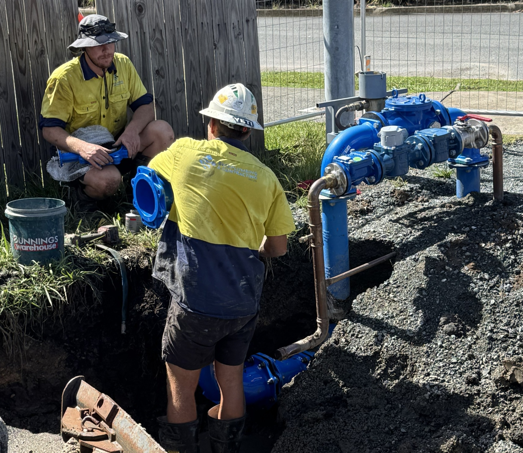 BMB crew completing water service installation on site